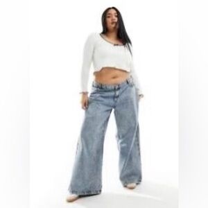 ASOS Curve / Noisy May Light Blue Wide Leg Jeans